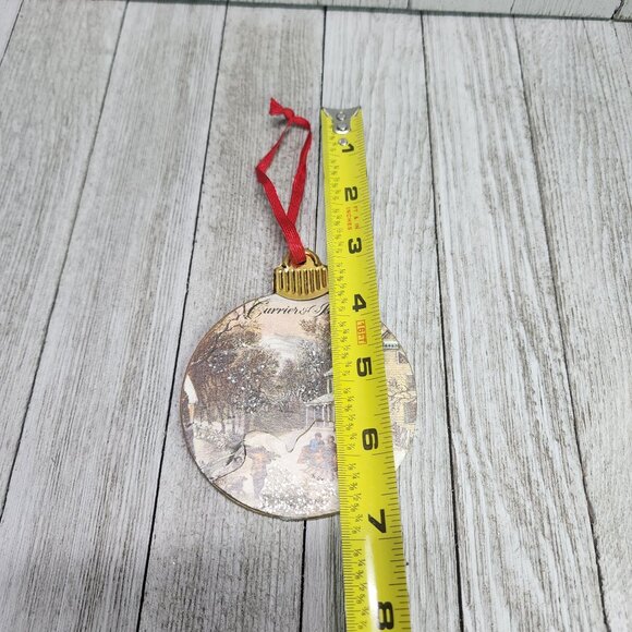 Vtg Currier & Ives Winter Christmas Hanging Ornament Holiday Decor 3 1/4" DIA - Picture 6 of 6